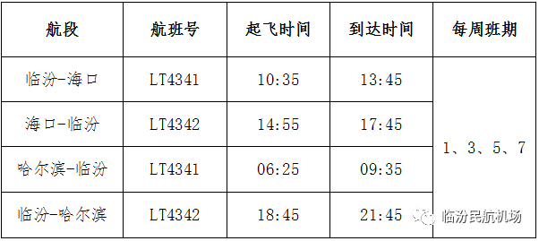 臨汾航班 最新